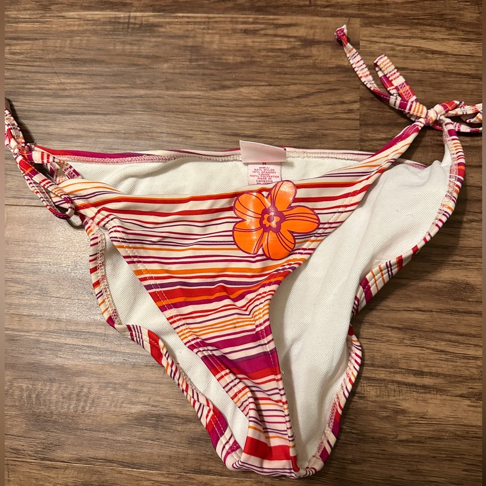 Red purple and orange striped bikini bottom